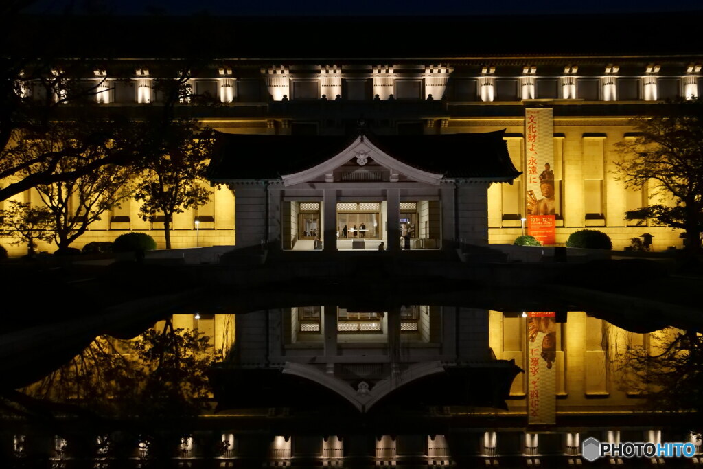 ライトアップされた国立博物館本館　P1139635