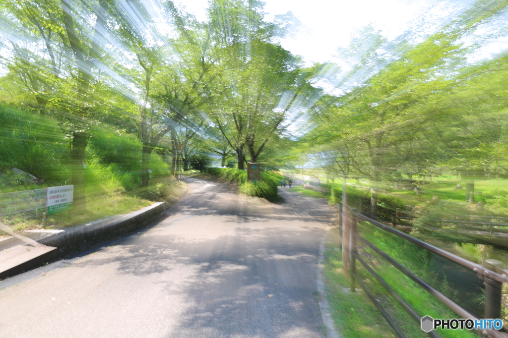 自転車で　「レッツゴ～」