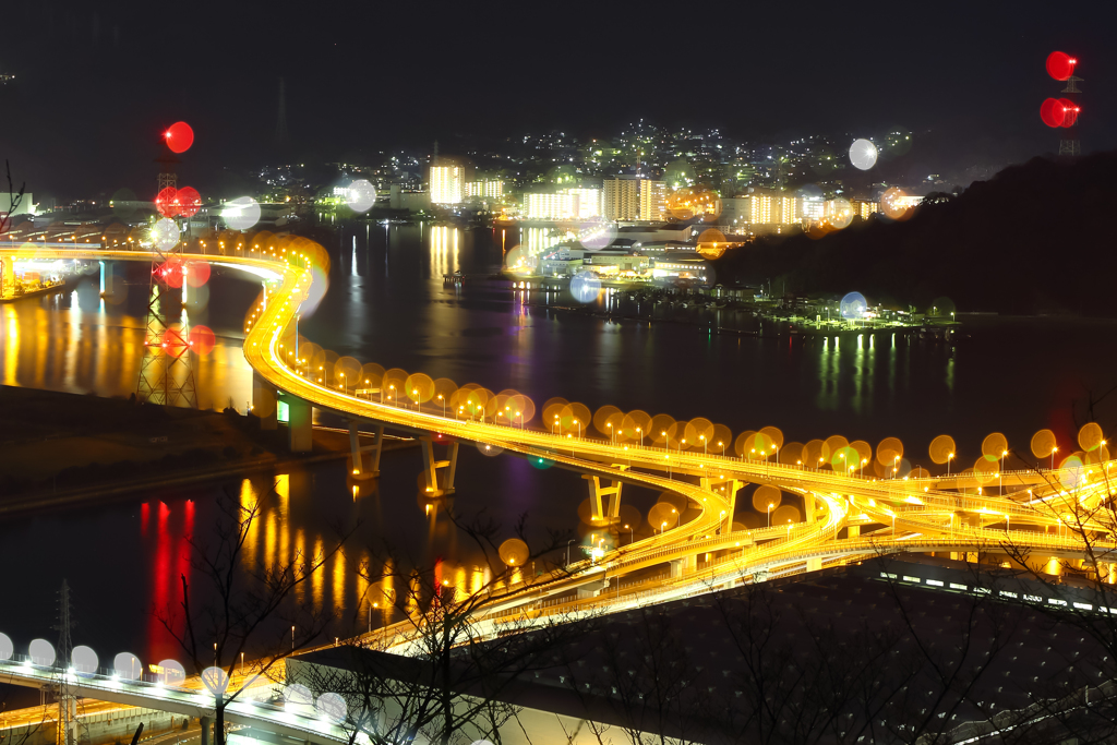 黄金山より海田大橋♪