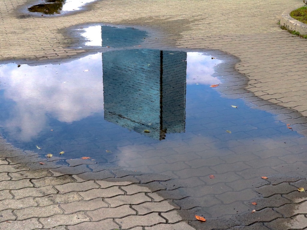 水溜りの中のビル