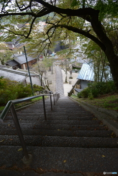 山寺の石段は急峻です