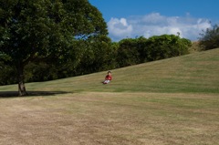 草スキーをアピール