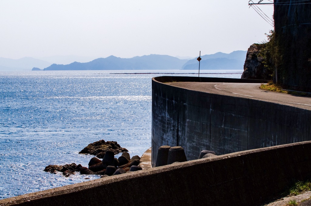 リアスな海沿いの道