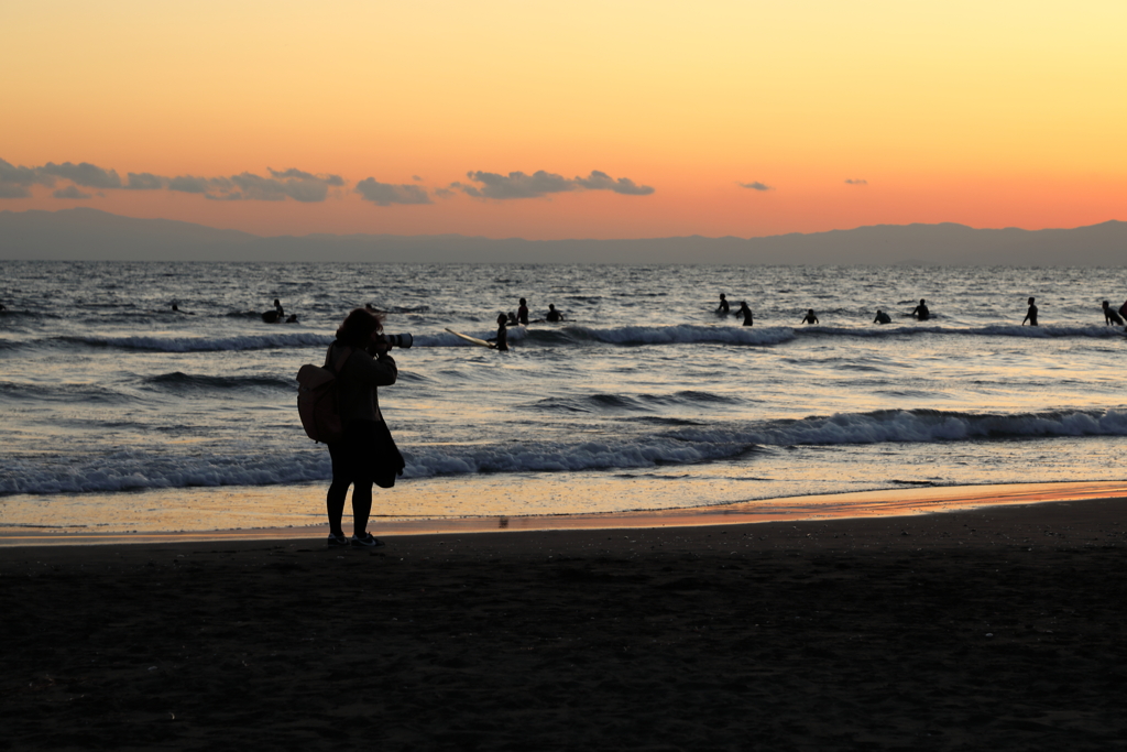 夕陽を浴びて