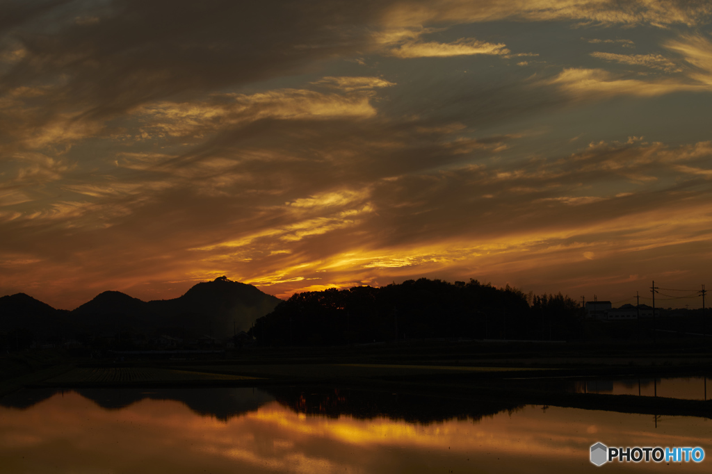 水田と夕暮れ５