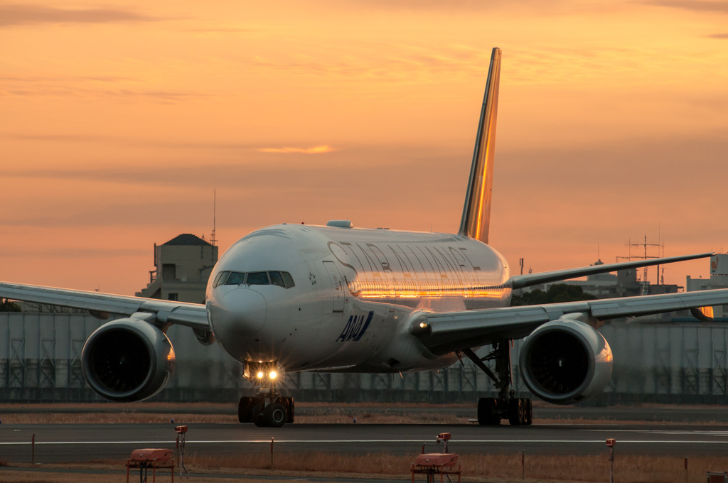 寒い朝　Boeing 777-200　JA711A