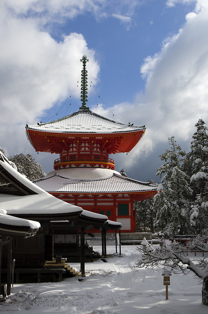 雪の根本大塔