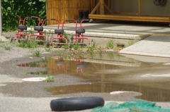 水まき後の保育園