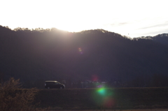 朝の堤防