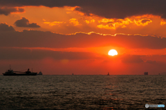 明石海峡の夕陽