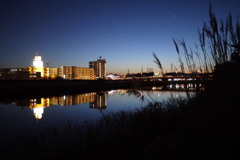 鶴見川　夕景