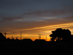 電線と夕日