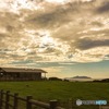 夕暮れ前の小さな牧場