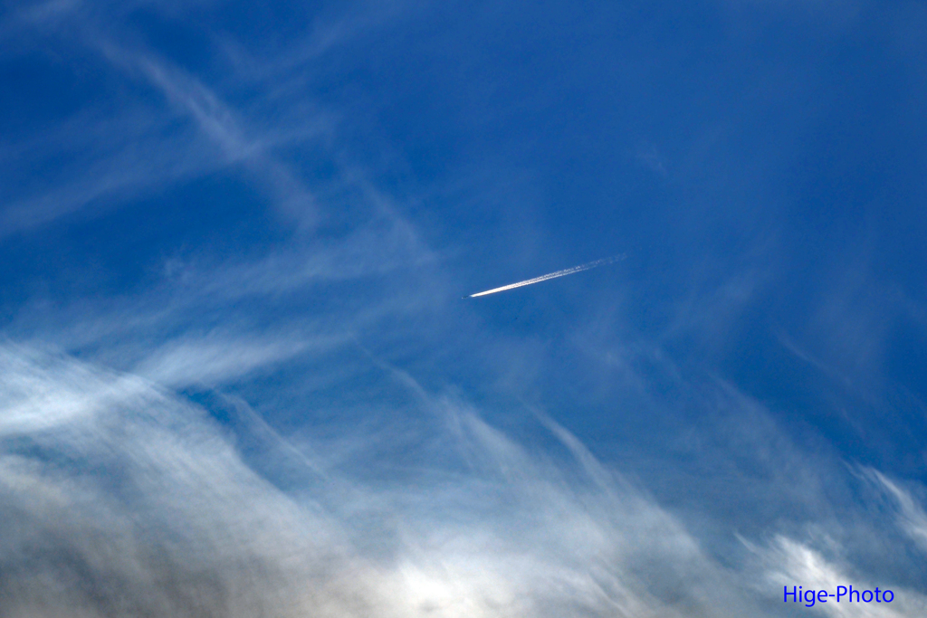 短い飛行機雲