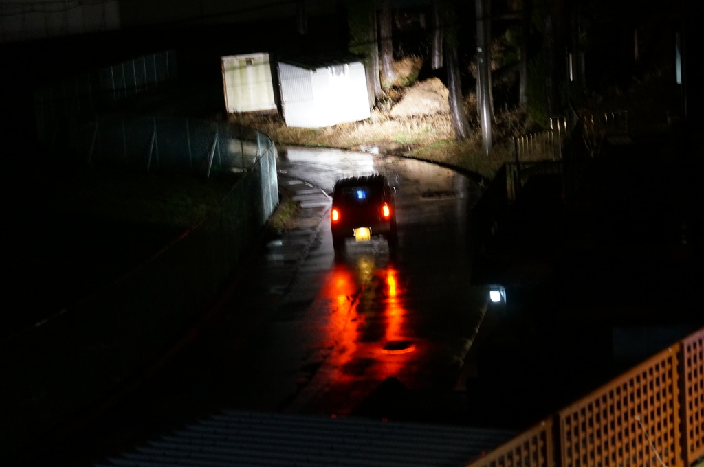 雨の中