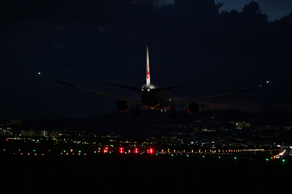 夜の到着。ＪＡＬ
