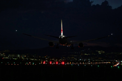 夜の到着。ＪＡＬ