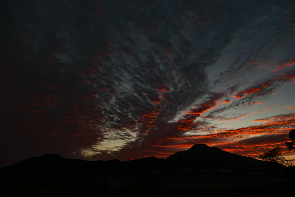 朝焼けは秋の雲