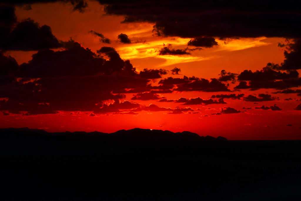 真っ赤な夕焼け
