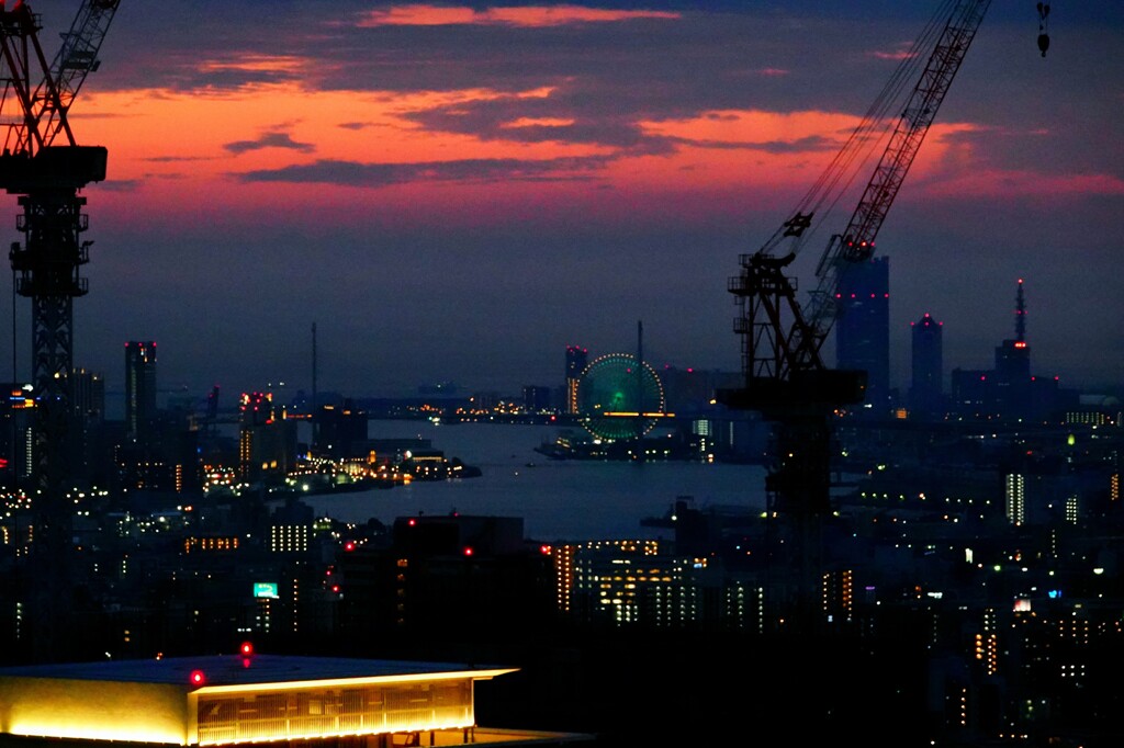 湾の夕焼け