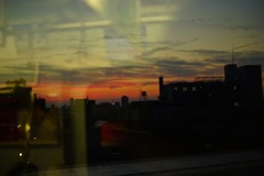 電車から夕焼け
