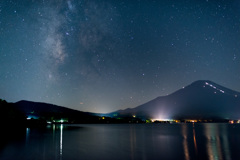 山中湖畔から見た富士と銀河