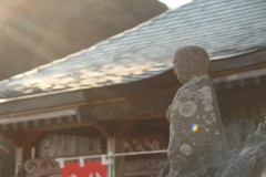 夕日を浴びて