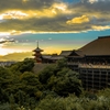 京都清水寺の夕陽