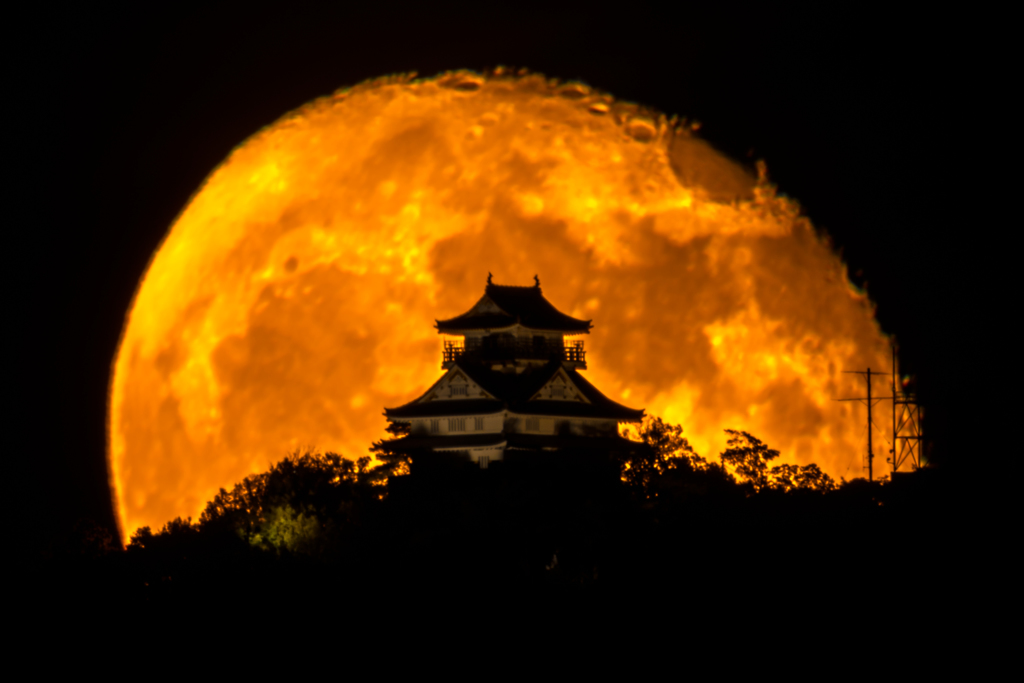 １７夜の月とお城③