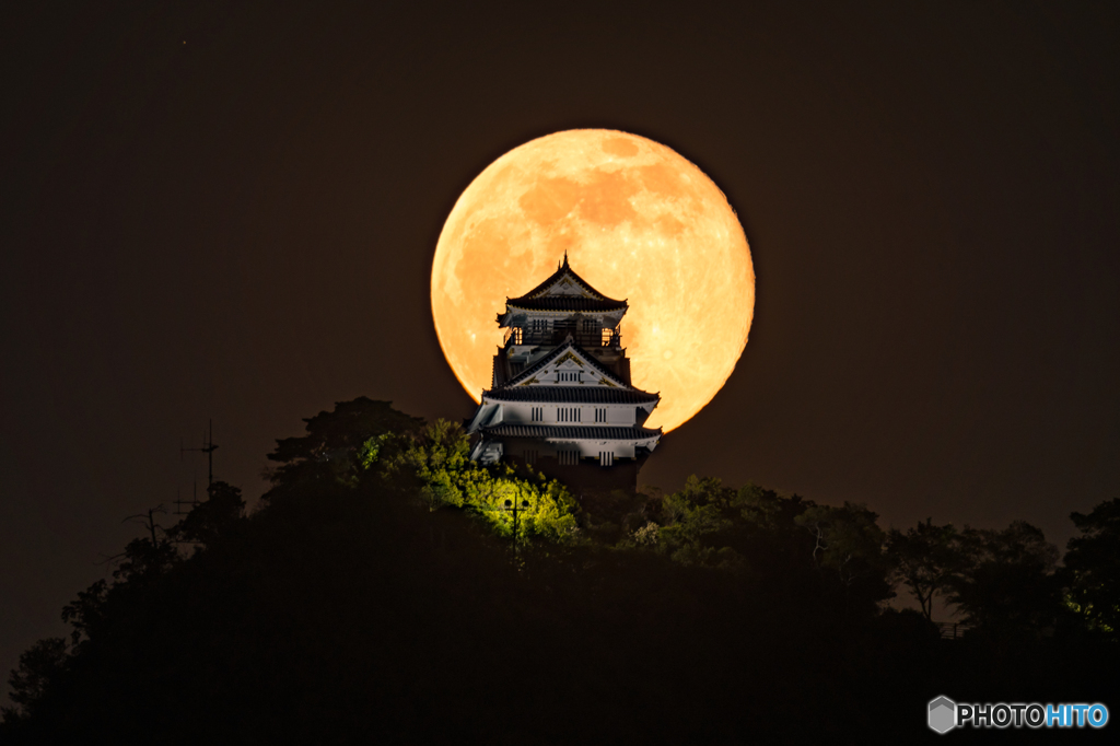 満月と岐阜城