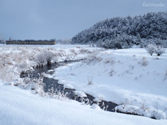 冬の川と山口線