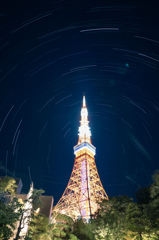 Star trails with Tokyo Tower 