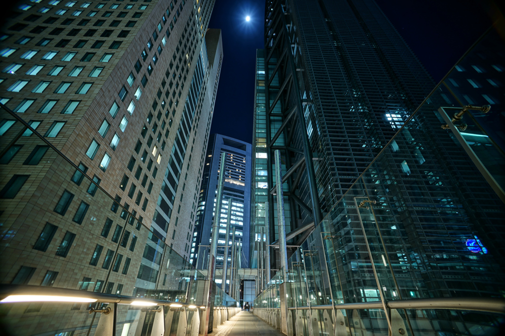 Moon and Buildings
