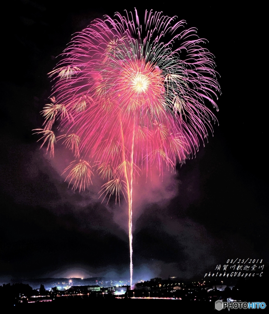 釈迦堂川の花火