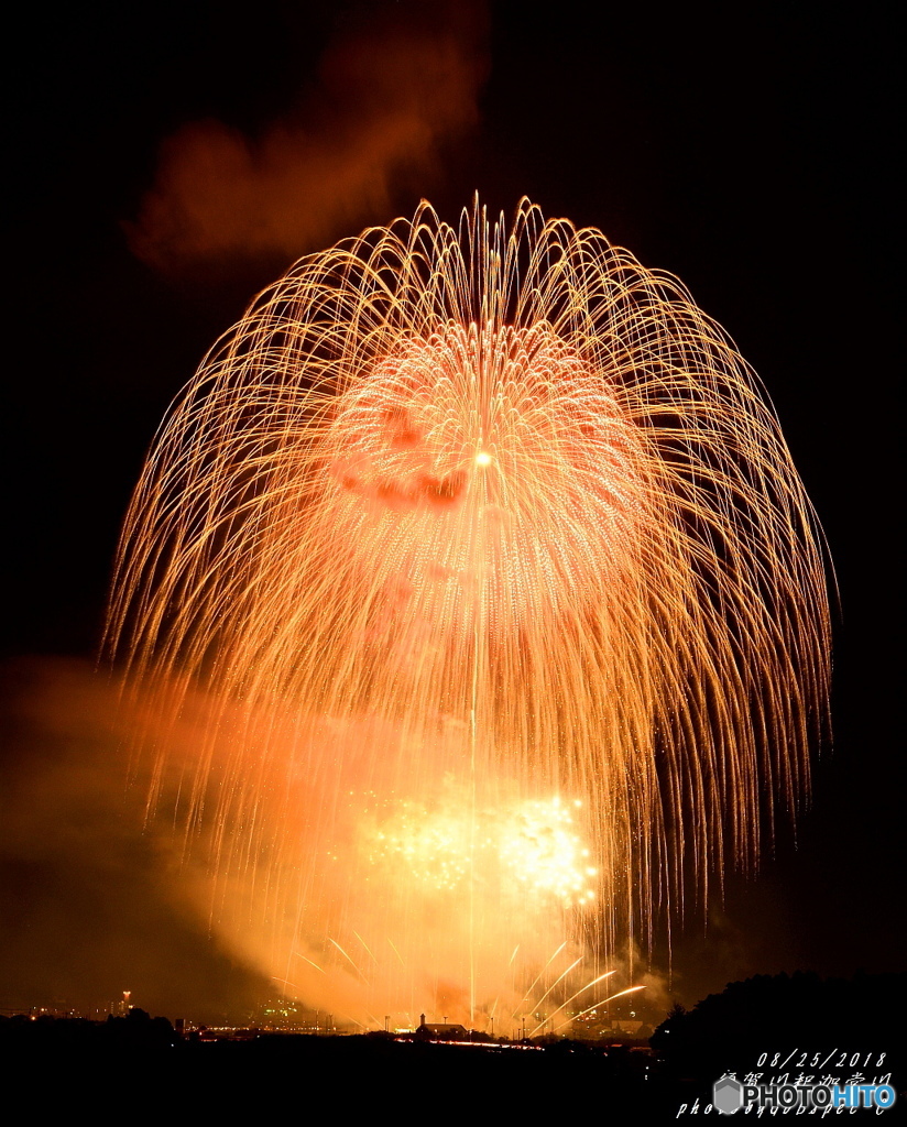 釈迦堂川の花火　ファイナル２尺玉