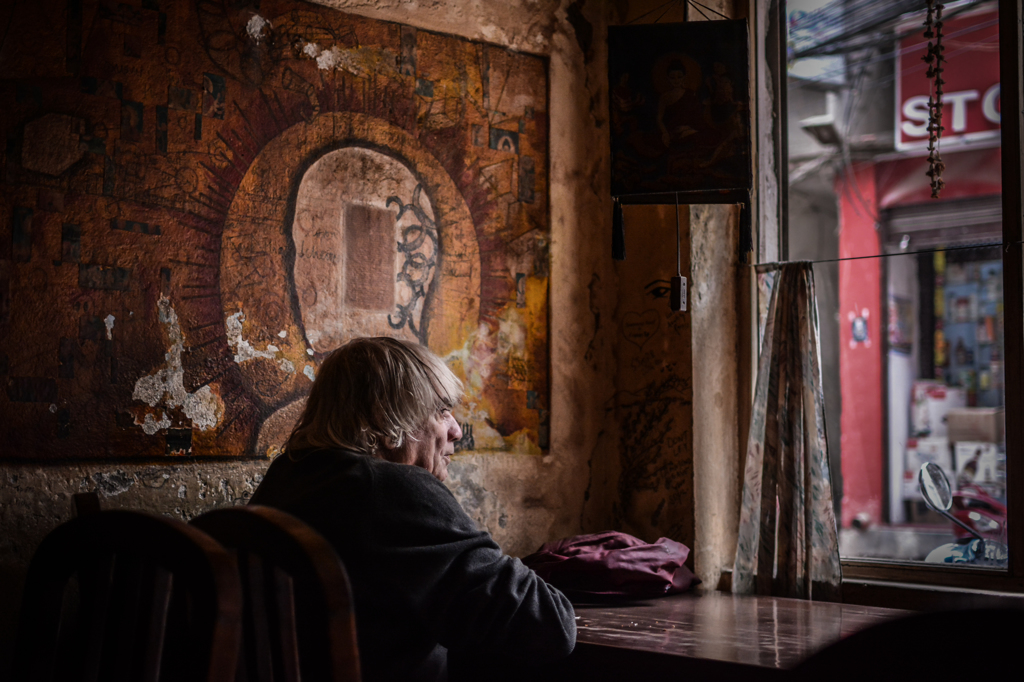 old man in cafe