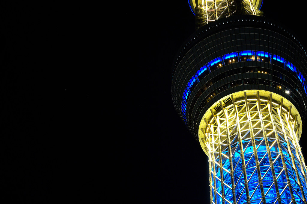 夜景を見下ろすところを見上げる