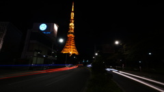 東京タワー付近の光跡
