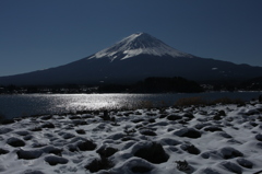 湖畔も雪化粧…