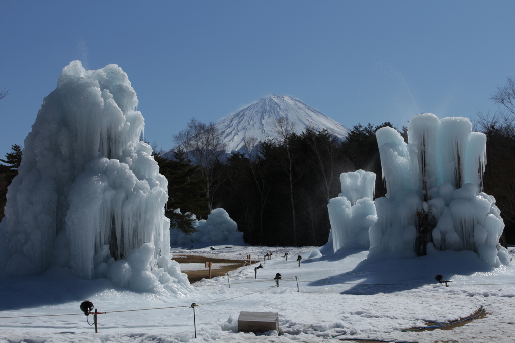 樹氷のオブジェと…