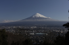 富士の麓の街の朝