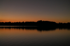 彩湖に映る風日の色
