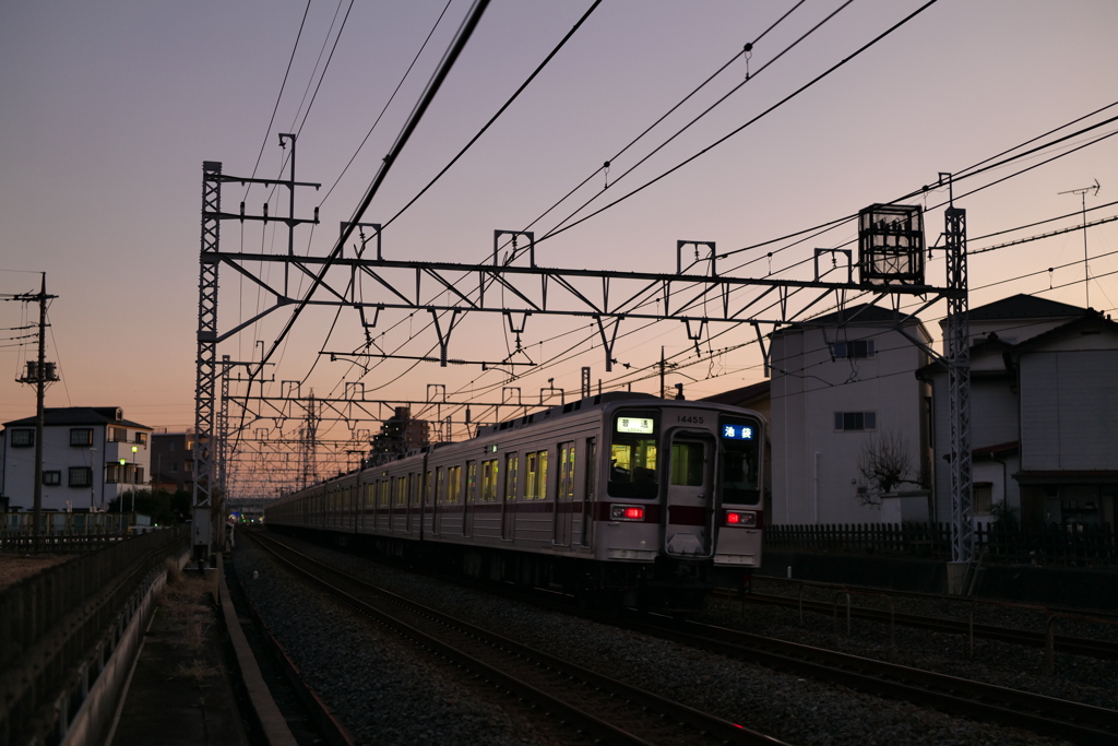 夕空と電車