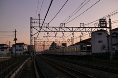 夕空と電車