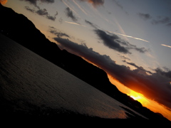 錦江湾の夕日