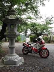 お寺の一角で