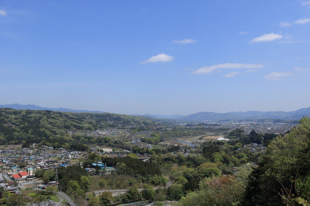 春の秩父市街を望む