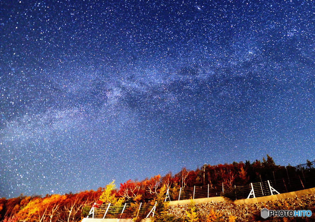 紅葉と天の川