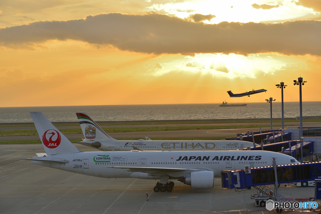 秋の夕日を眺めながら