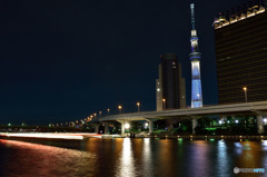 スカイツリーと屋形船